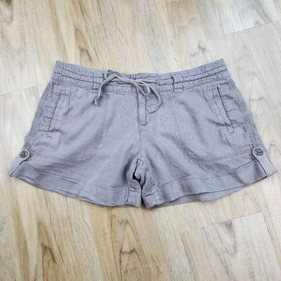 ☔️🐞Old Navy Brown Cuffed Linen Blend Shorts Size 6/28 - Picture 1 of 10